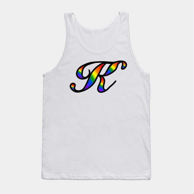 Rainbow Cursive Letter K Tank Top by JennaBunnies